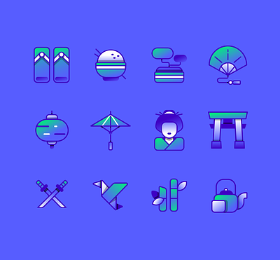 Japan - Icon set culture design figma flat icon icondesign illustration illustrator japan ui vector
