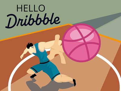 Hello Dribbble! adobe illustrator basketball concept design dribbble first shot flat flat design graphic design hello hellodribbble illustration inspiration vector