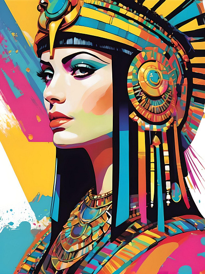Close up of punk rock cleopatra deconstructed, abstract ART 2 animation branding graphic design motion graphics