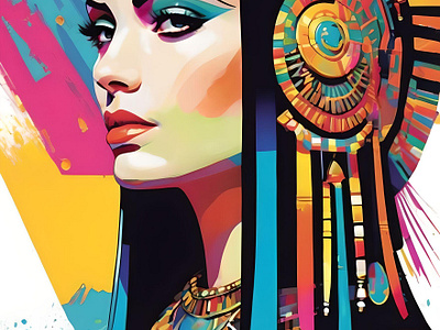 Close up of punk rock cleopatra deconstructed, abstract ART 2 animation branding graphic design motion graphics
