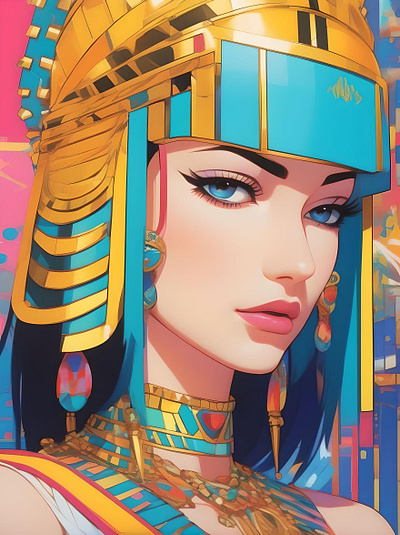 Close up of punk rock cleopatra deconstructed, abstract ART 4 animation branding graphic design motion graphics