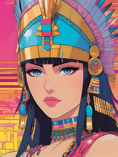 Close up of punk rock cleopatra deconstructed, abstract ART 7 animation graphic design motion graphics