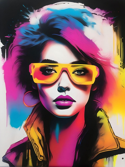 Neon pigments on white paper Retro Girl 7 animation branding graphic design motion graphics