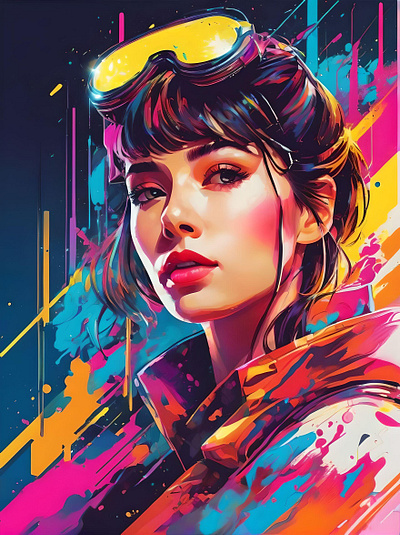 Neon pigments on white paper Retro Girl 8 animation branding graphic design motion graphics