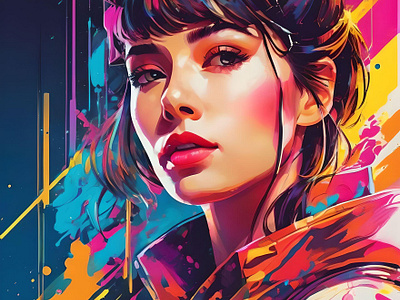 Neon pigments on white paper Retro Girl 8 animation branding graphic design motion graphics