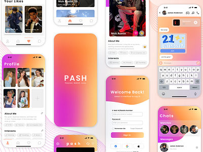 PASH | dating app animation app color creative dating design graphic design illustration interactive logo mobile typography ui ux