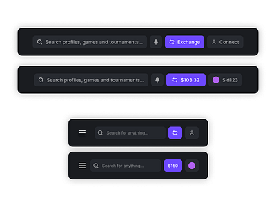 Mobile and Desktop Nav bar account app desktop esports gaming mobile nav navbar profile search web3