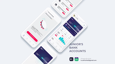 Junior's bank accounts analyst app auto banking design development digital bank fintech gen z illustration juniors account ui youths