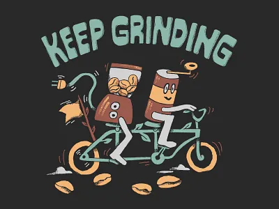 Keep Grinding design illustration lettering merch design skitchism t shirt typography vintage