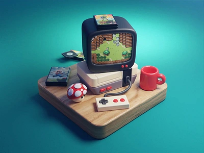 Game Console Tutorial 3d blender diorama game gaming illustration isometric nintendo render retro tutorial