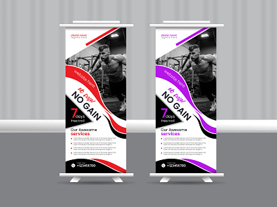 Fitness Roll Up Banner-Template 2 layout abstract banner design bg vect byzed ahmed fitness fitness poster flyer graphic design graphic designer gym modern deisng poll up poll up banner poster roll up rollup banner