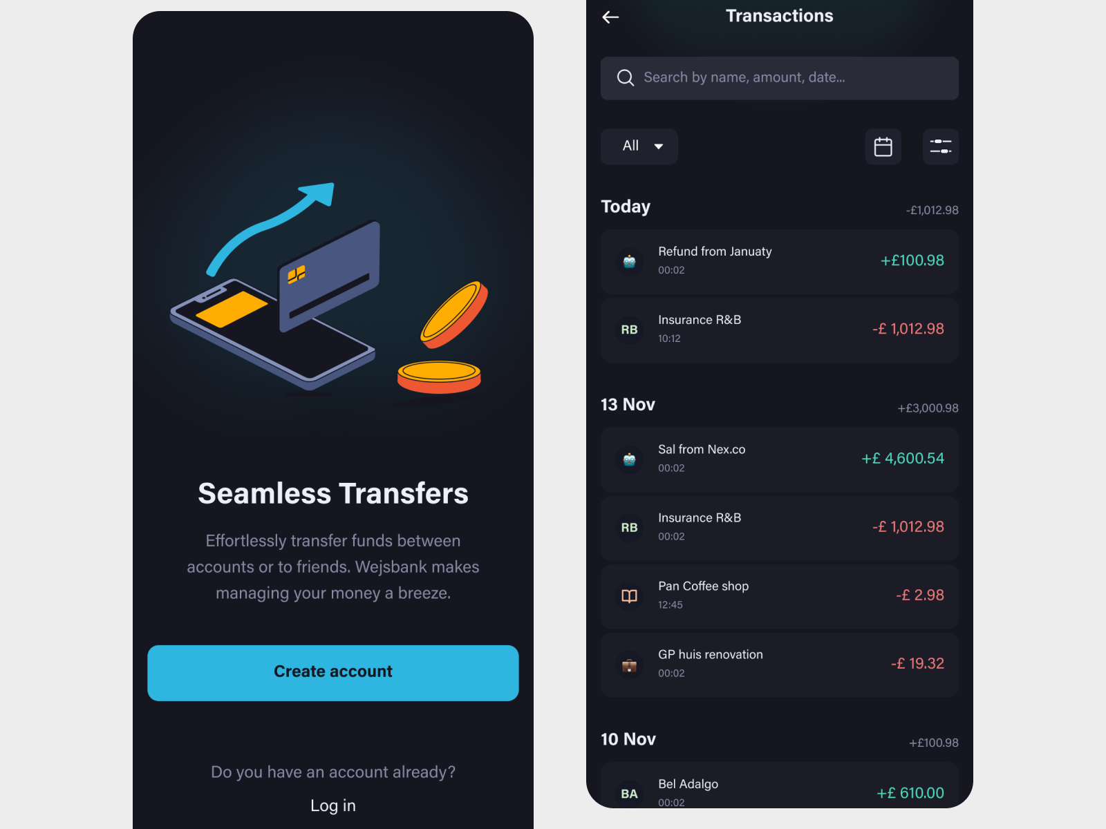 Transactions Mobile Banking banking app banking illustration clean credit card daily ui financial app isometric illustration mobile banking money transfer money transfers ui ui design