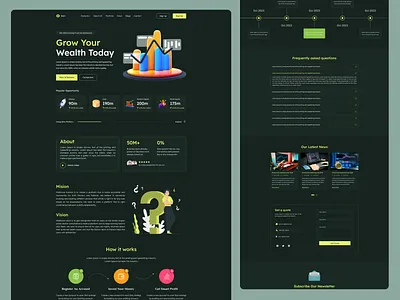 Investment Website Landing Page Design concept crypto finance financial fintech interface invest investment investment web investment website investments landing page minimal platform saas saas landing page stock market trading web web design