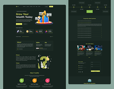 Investment Website Landing Page Design concept crypto finance financial fintech interface invest investment investment web investment website investments landing page minimal platform saas saas landing page stock market trading web web design