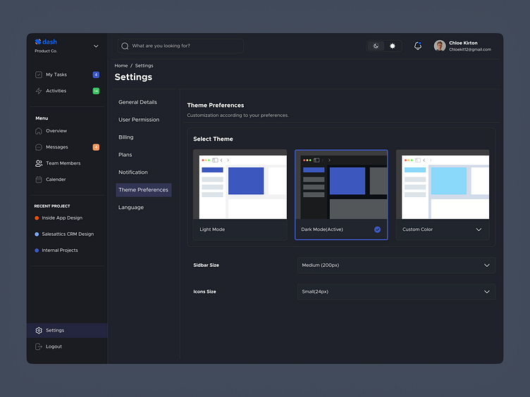Settings page Theme [Dark mode] by DesiznLab Studio on Dribbble