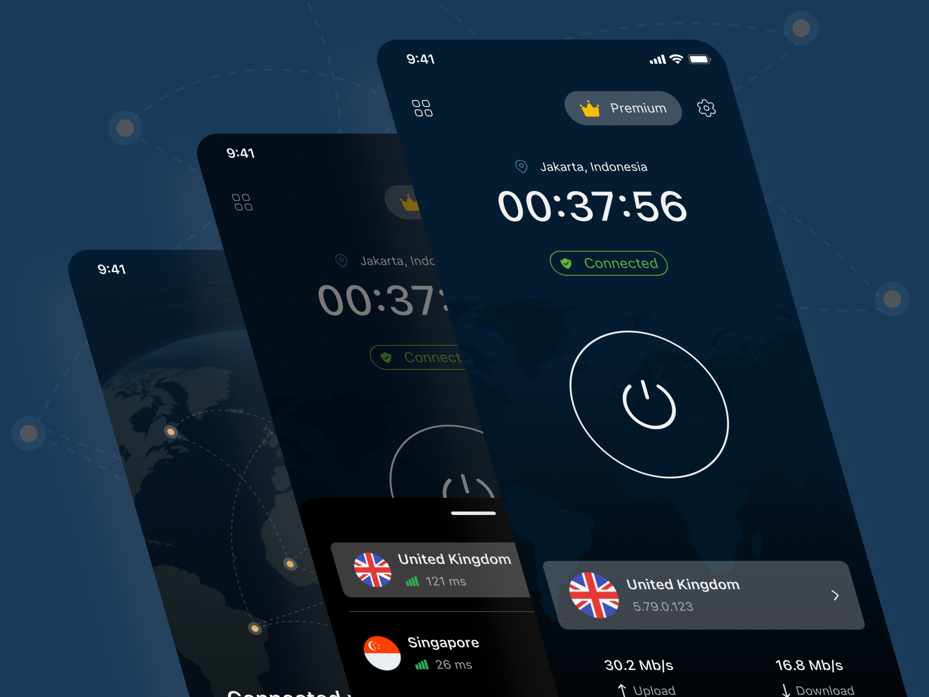 VPN Mobile Apps for iOS Device mobile design ui design vpn vpn apps
