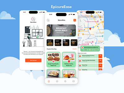 App EpicureEase animation app design figma graphic design mobile motion graphics restaurant ui vector