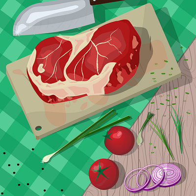 Food Art. Meet. Green/Red adobe illustrator design food art graphic design illustration vector