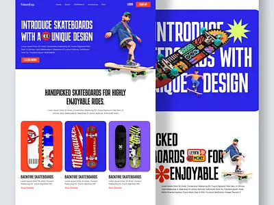 TokenExp - Skateboard website UI Design best skateboard design branding design kraftbase minimalist design modern design qclay skateboard skateboard website skateboard website design trending designs ui ui ux ux design website design