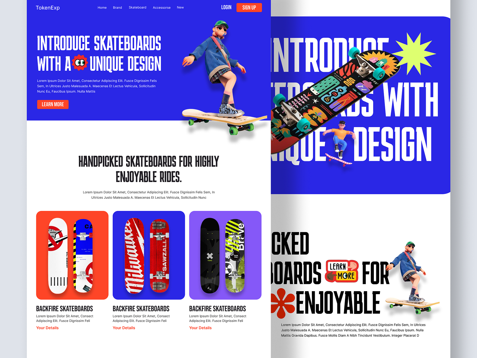 TokenExp Skateboard website UI Design by kraftbase on Dribbble