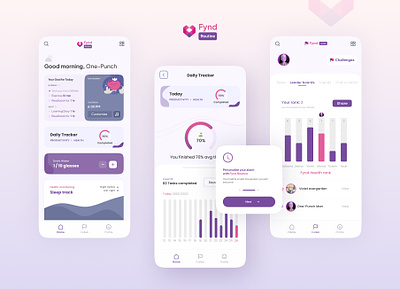 Personal Health monitoring app fynd gamification ui design health monitoring app leaderboard ui design sleep tracket app