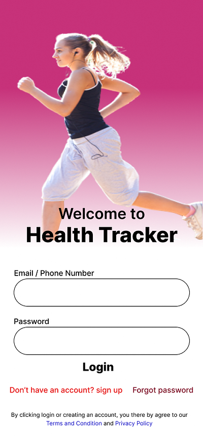 My Health Tracker app ui