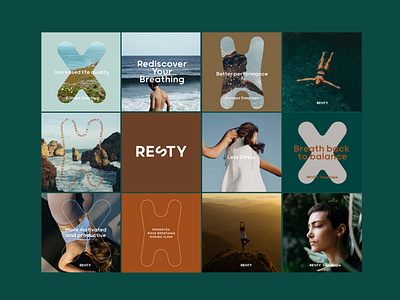Resty - Branding art direction brand design branding breathing custom type custom typography design graphic design layout logo resty wellbeing wellbeing website zen website