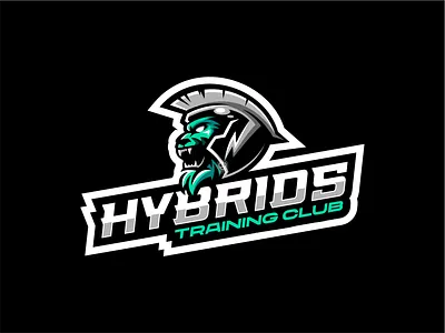 HYBRIDS TRAINING CLUB cartoon logo esport fitness lion lion logo mascot logo spartan sport