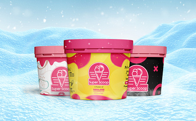 Super Scoop Ice Cream Tub Design 3d branding graphic design logo