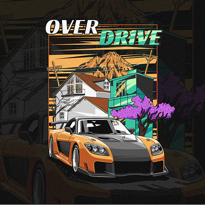We are OVERDRIVE! car gtr illustration nissan overdrive racing t shirt vector art