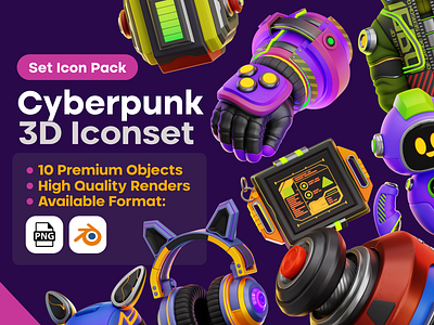 Rakata Studio Client : Cyberpunk Game Assets Icon 3d icon blender blender 3d bomb futuristic cyberpunk cycles design gloves cyberpunk hat icon illustration jacket cyberpunk medkit cyberpunk metaverse neon pad robot shoes with rocket style