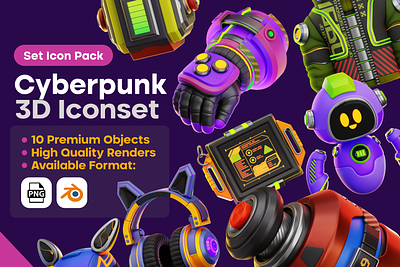 Rakata Studio Client : Cyberpunk Game Assets Icon 3d icon blender blender 3d bomb futuristic cyberpunk cycles design gloves cyberpunk hat icon illustration jacket cyberpunk medkit cyberpunk metaverse neon pad robot shoes with rocket style