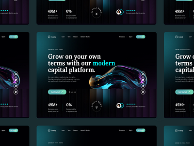 "Coinfy" Fintech Landing page capital fintech fintech landing page interactive design responsive design ui uiux user centred design user experience user interface user reserch ux wealth management