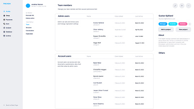 UI Dashboard Design - Account Team Members account dashboard design members profile team ui uidesign