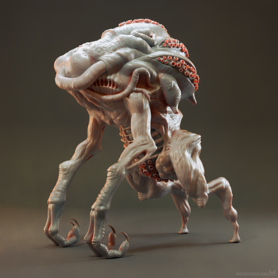 A monstrous thing 3d alien creature monster sculpture