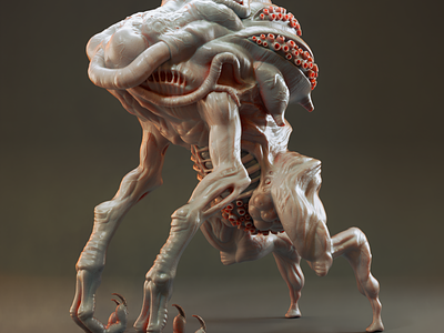 A monstrous thing 3d alien creature monster sculpture