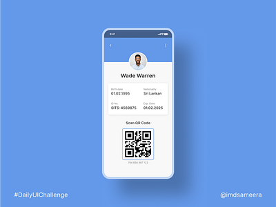 An electronic ID card with relevant data and a QR code app design daily ui daily ui challenge design electronic id ui mobile app design ui ui design ui design challenge uiux ux ux design