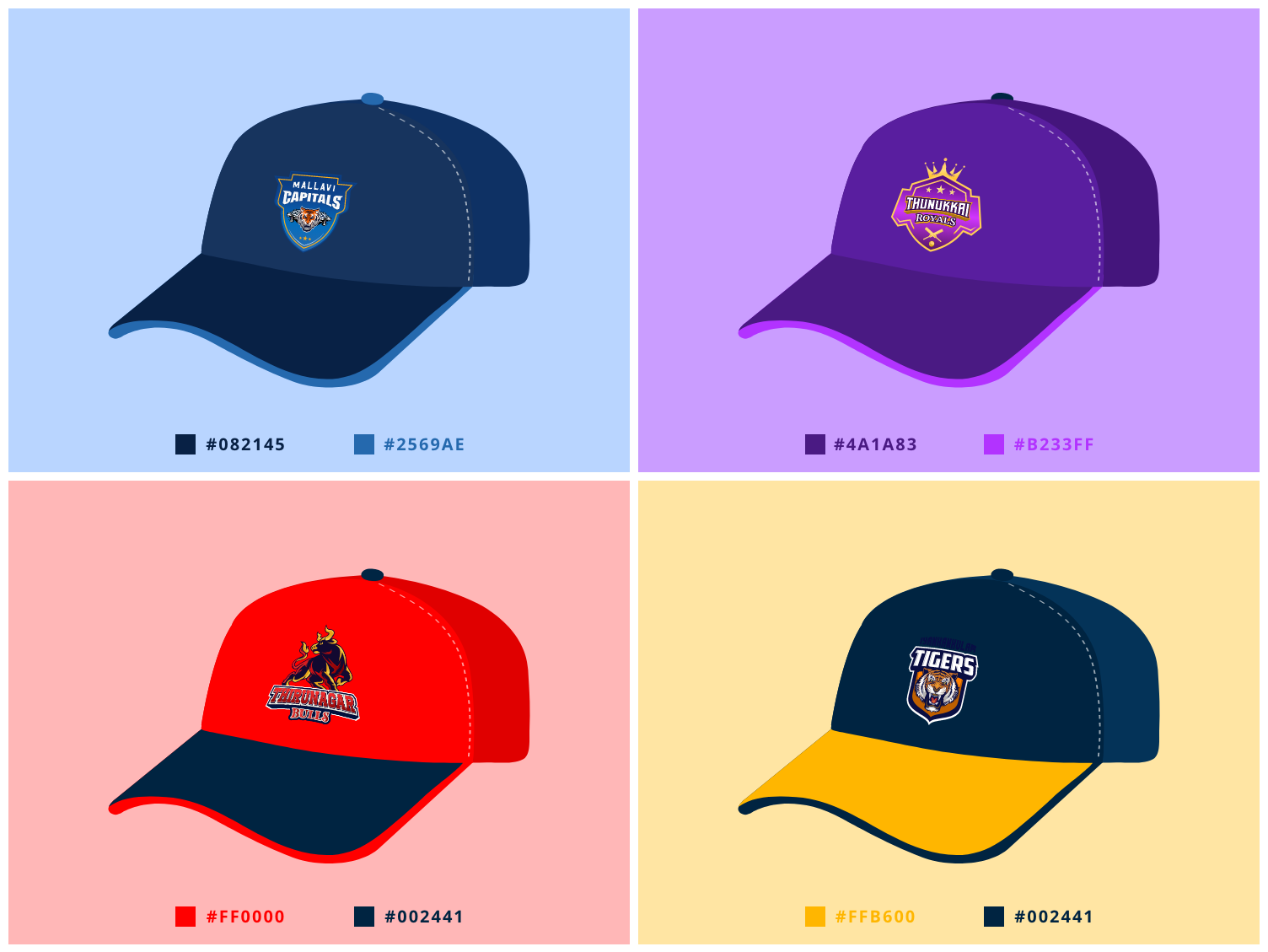 Presenting a lineup of dynamic cap designs by Vithurasan on Dribbble