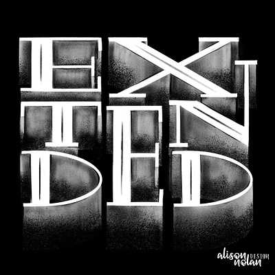Extended Chalk Lettering black and white chalk design drawing challenge extended letters female illustrator hand drawn hand lettering illustration procreate