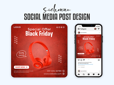 Headphone Social Media Instagram Post Template ads advertising branding graphic design headphone social media headphones hedphone instagram post instagram post design marketing media post posts sichonnu social social ads social instagram social media social media design template