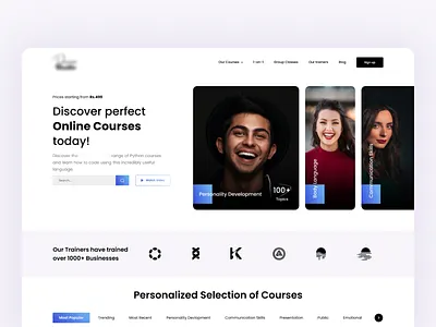Landing Page for online courses website branding design design agency online courses ui ux web design website