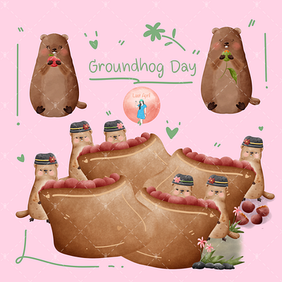 Groundhog Day animation branding design graphic design groundhog illustration logo ui vector ภาพถ่าย รูปภาพ