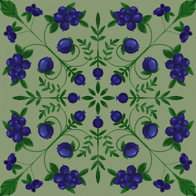 Blueberry Serenity botanical colours motif pastels pattern