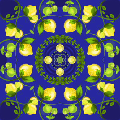 Sunshine Citrus Symphony artwork fruits illustration motif pattern zest