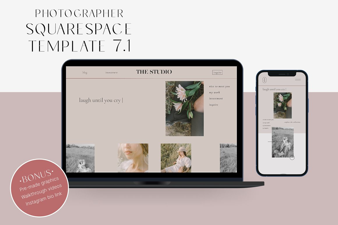 The Studio Squarespace Template editorial figma notion photographer template squarespace squarespace template web design webdesign website