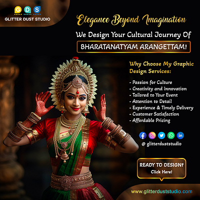 ✨ Elevate Your Bharatanatyam Arangetram with Stunning Designs ✨ banner branding design flyer graphic design photoshop social socialmedia