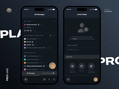 PROPLANS - Messaging 🔥 app chat chat ai design message message app messager minimal minimalist mobile app plan proplans slack telegram trend ui uidesign whatsapp