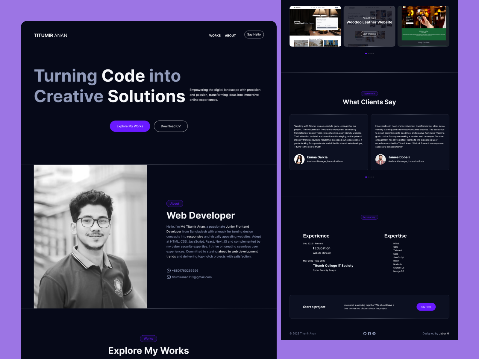 Web Developer Portfolio Website by Jaber Hossain on Dribbble