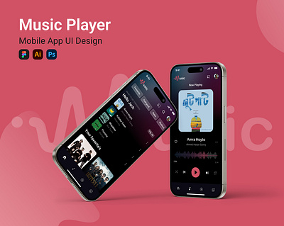Music Player Mobile App UI Design app design figma music player mobile app product design uiux user experience user experience design user interface user interface design