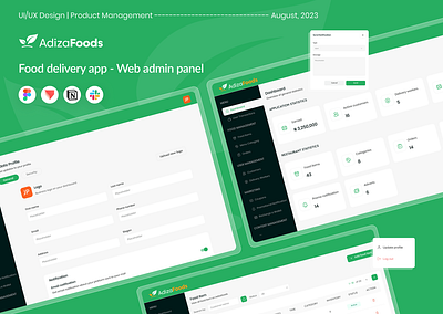 Adiza - Food delivery app | Webapp admin panel admin panel control panel dasboard design delivery app food marketing ordering restaurant webapp